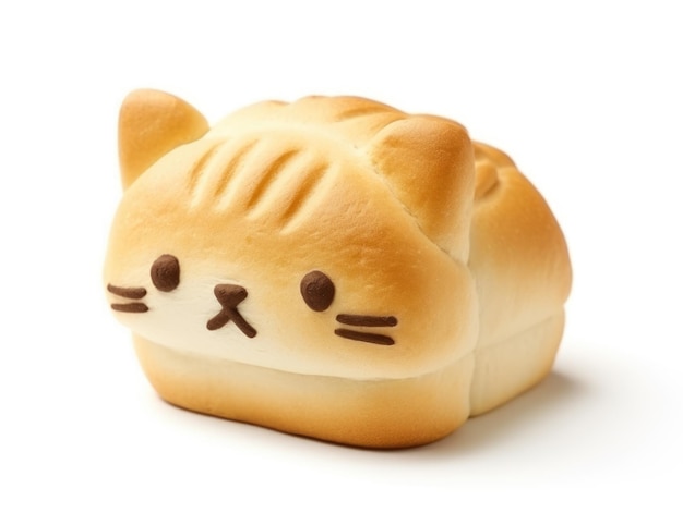 Um pão bonito em forma de gato.