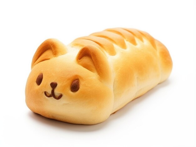 Um pão bonito em forma de gato.