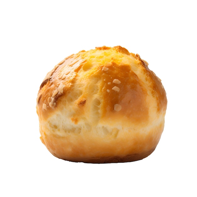 Um pão de Pao de Queijo isolado no fundo branco