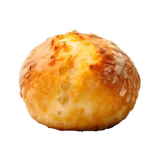 Um pão de Pao de Queijo isolado no fundo branco