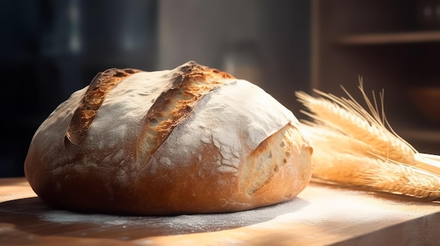 Um pão e uma espiga de trigo