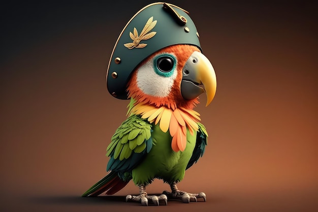 Um papagaio com um chapéu de pirata com copyspace