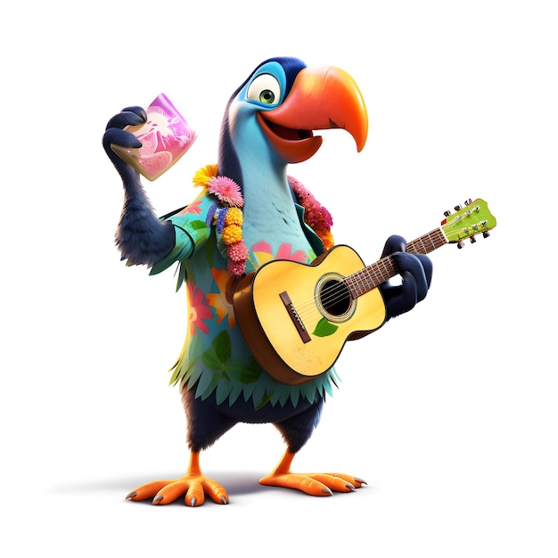 Um papagaio com uma camisa colorida que diz 'papagaio'