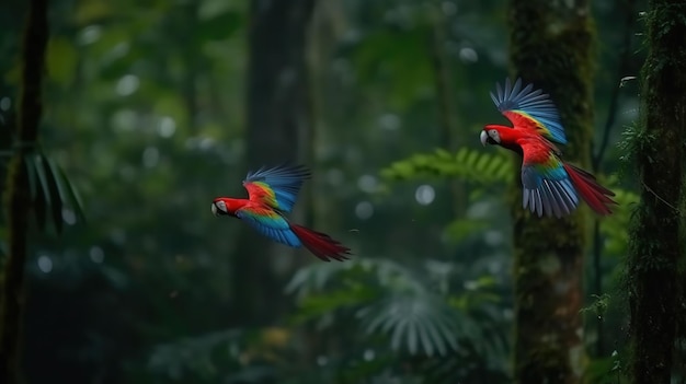 Um papagaio na selva com a palavra arara à esquerda