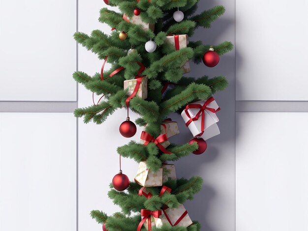 Um papel branco em branco com uma árvore de Natal