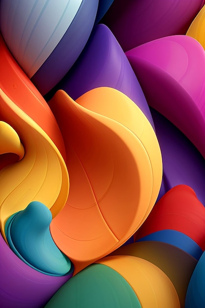 Um papel de parede 4K cativante de formas e texturas abstratas em um arco-íris de tons Aigenerated