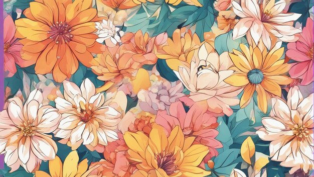 um papel de parede colorido da coleção de flores do artista robert penney.