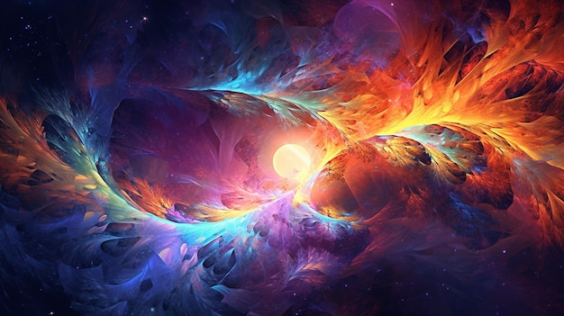 Um papel de parede colorido da galáxia com uma nebulosa no centro