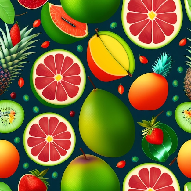 Um papel de parede com frutas e a palavra "fruta" nela