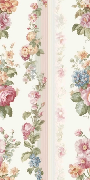 Um papel de parede com um padrão floral e um fundo rosa.