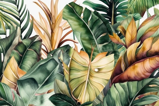 Um papel de parede de folha tropical que diz folhas tropicais.