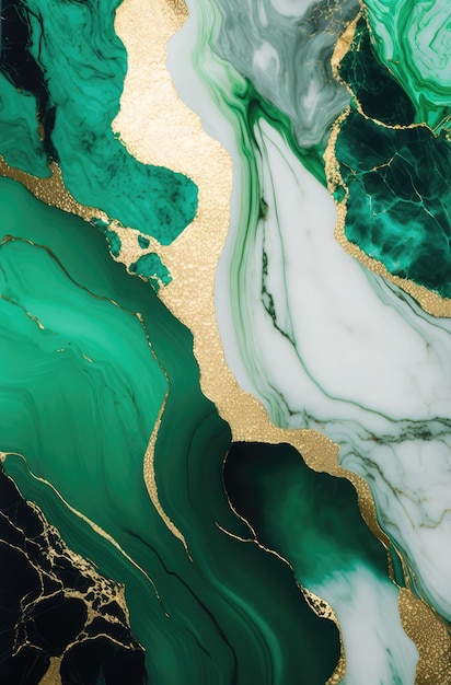 Um papel de parede de textura de mármore verde e dourado | Foto Premium