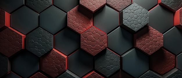 Foto um papel de parede de um hexágonos preto e vermelho.