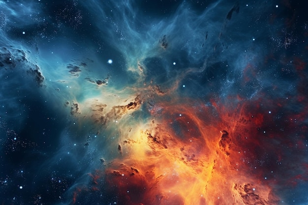 Um papel de parede do espaço com uma nebulosa e estrelas.
