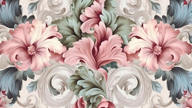 Foto um papel de parede floral com um design floral