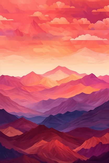 Um papel de parede inspirado no nascer ou no pôr-do-sol com tons quentes de laranja, rosa e roxo