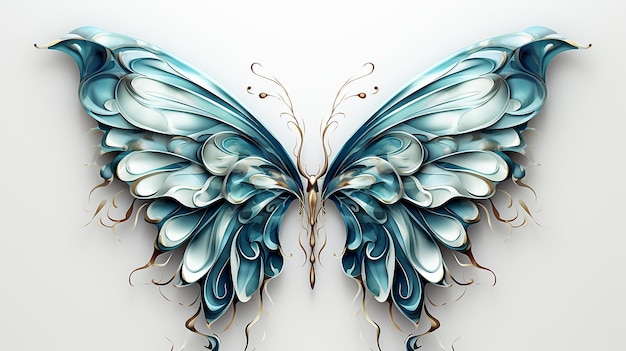 um par de asas translúcidas de fada de fantasia isoladas em fundo branco feitas por IA generativa