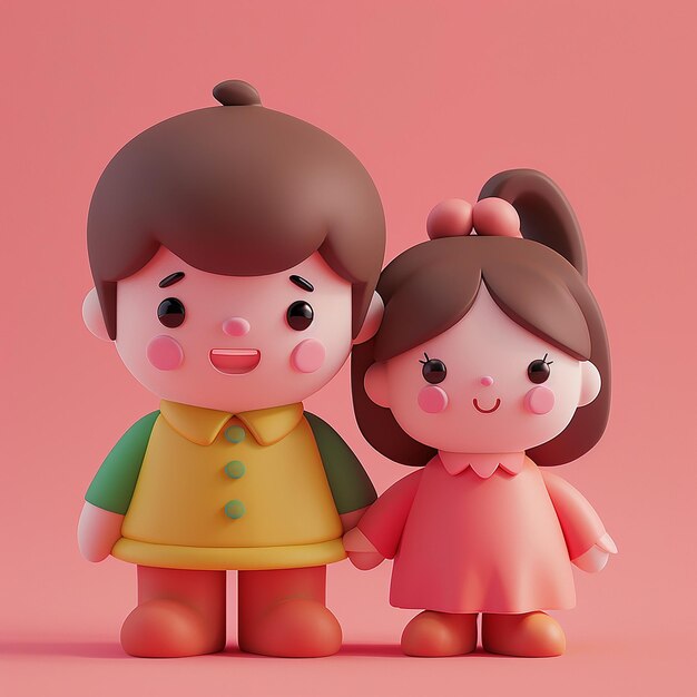 um par de bonecas com um fundo rosa