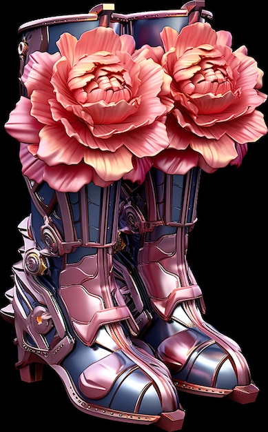 Um par de botas com flores sobre eles imagem ai generativa