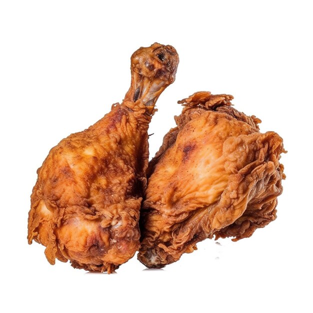 Foto um par de frango frito em um fundo branco