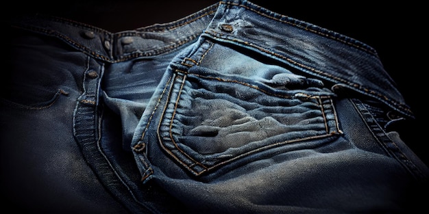 Um par de jeans azul com uma IA generativa de fundo preto