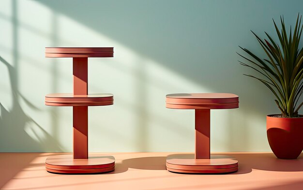 Um par de mesas de madeira por arquiteto
