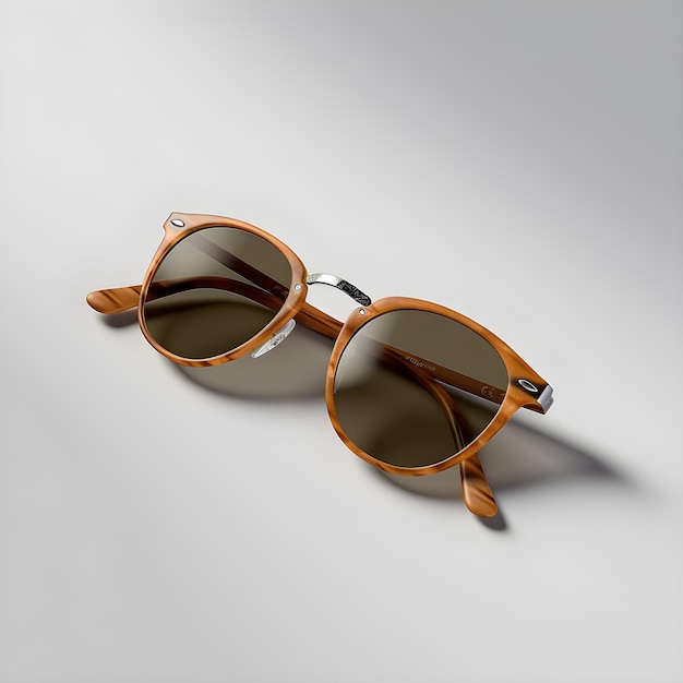 Um par de óculos de sol com uma tira de couro marrom