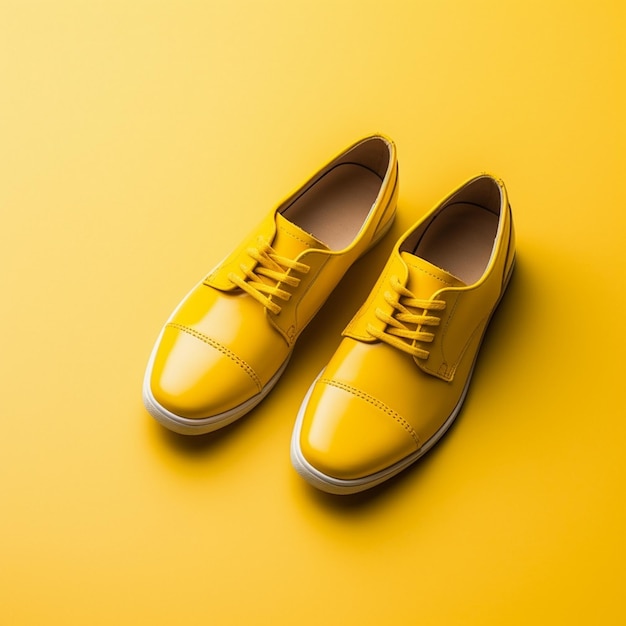um par de sapatos amarelos com o número 3