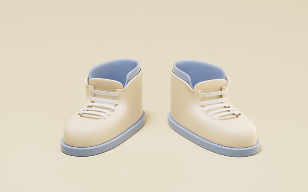Foto um par de sapatos casuais com fundo amarelo renderização 3d desenho digital de computador