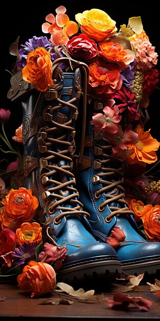 Foto um par de sapatos com flores neles