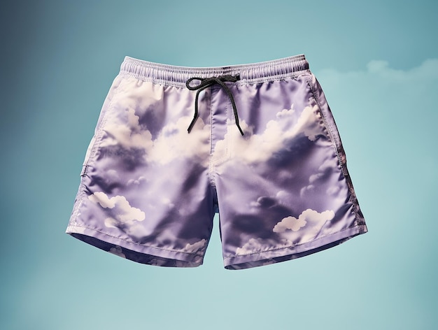 Um par de shorts com a palavra nuvens neles