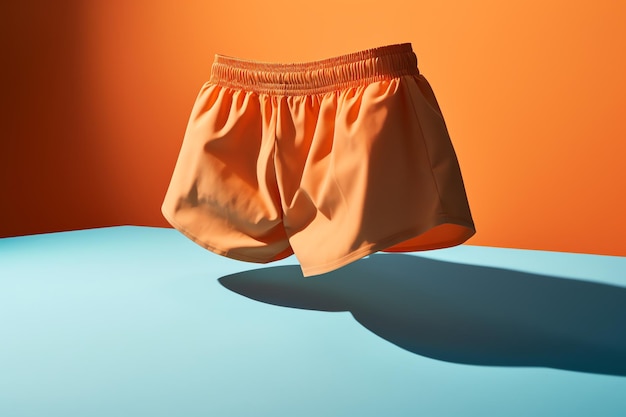 Um par de shorts laranja com a palavra neles