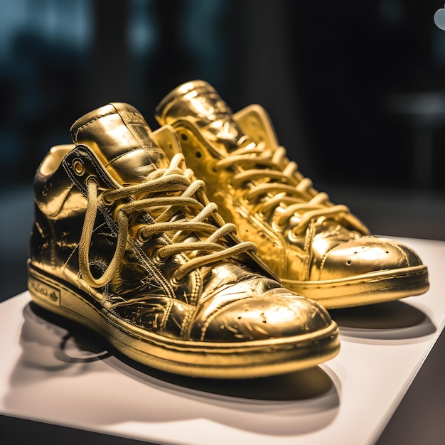 Um par de tênis feito de ouro