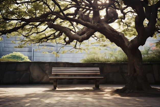 Um parque com bancos e árvores IA generativa