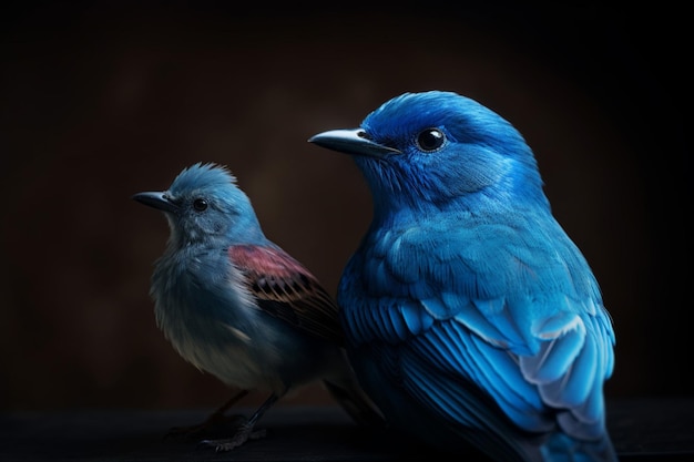 Um pássaro azul com um pássaro azul nas costas