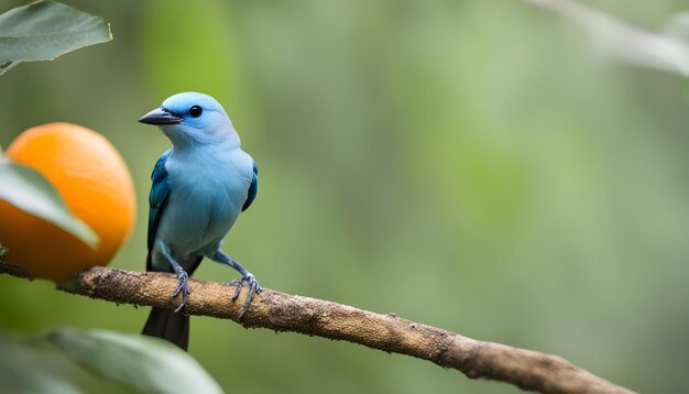 um pássaro azul com uma cabeça azul está sentado em um galho