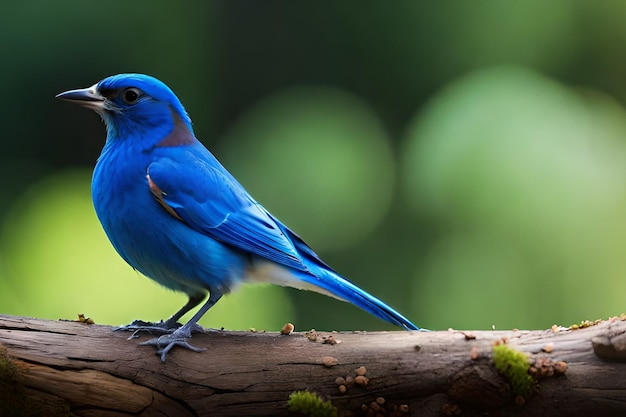 Um pássaro azul com uma faixa vermelha na asa