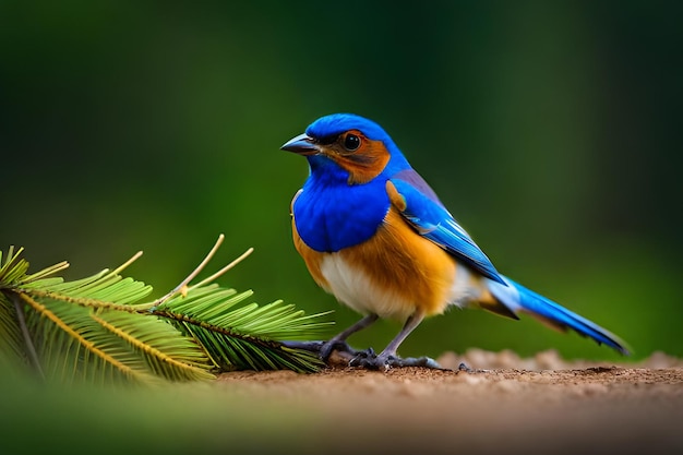 Um pássaro colorido com um galho nele