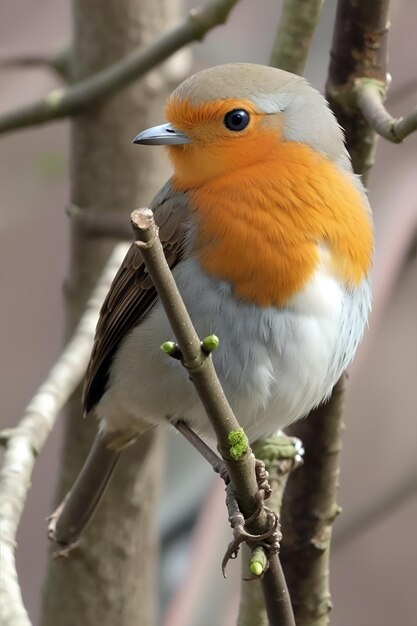 Um pássaro colorido em pé em um galho de árvore