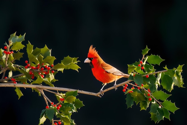Um pássaro colorido em pé em um galho de árvore
