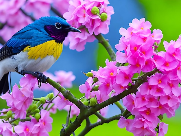 um pássaro colorido senta-se em um galho na floresta em Bangladesh