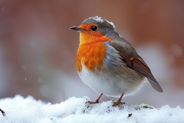 Foto um pássaro de pé na neve