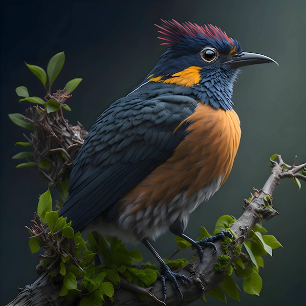 Um pássaro em um galho de árvore com imagem AI gerada pela natureza