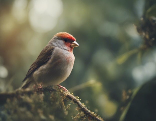 Um pássaro-finco na selva.