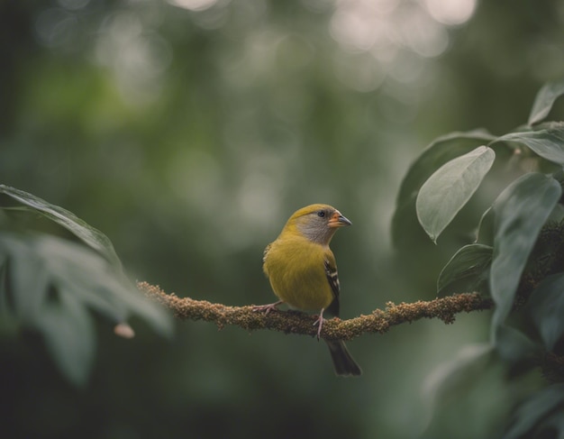 Um pássaro-finco na selva.