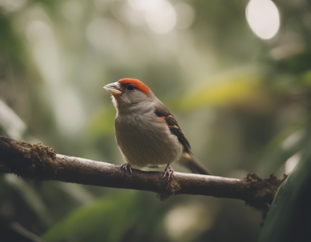 Um pássaro-finco na selva.