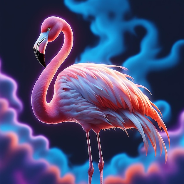 Um pássaro flamingo no céu