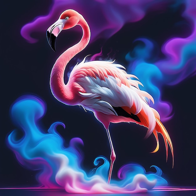 Um pássaro flamingo no céu