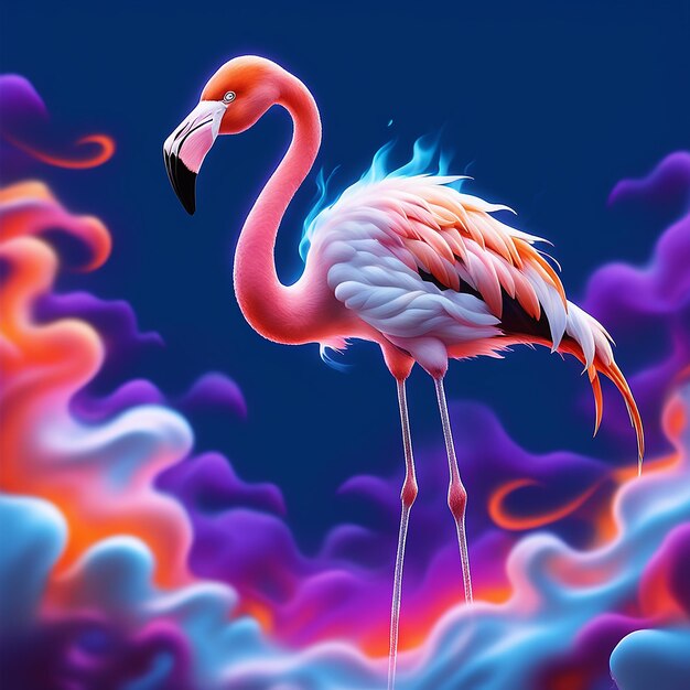 Um pássaro flamingo no céu