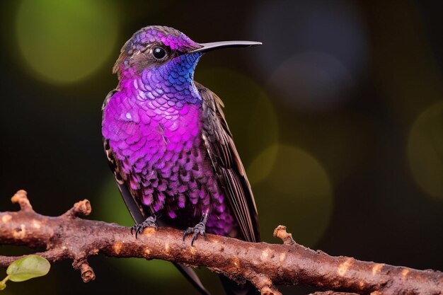 um pássaro roxo e roxo com uma cabeça roxa e um bico roxo